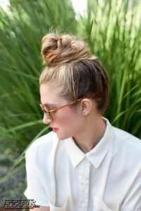 Messy topknot bun Hairstyles