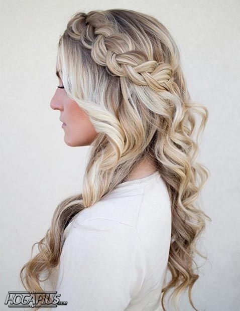 Side braided with curls Hairstyle For School Girls