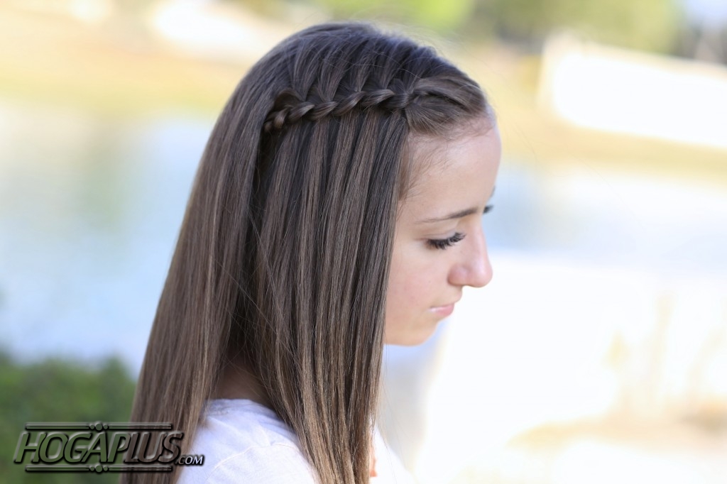 Four Strand Braid With Bang Hairstyle For School Girls