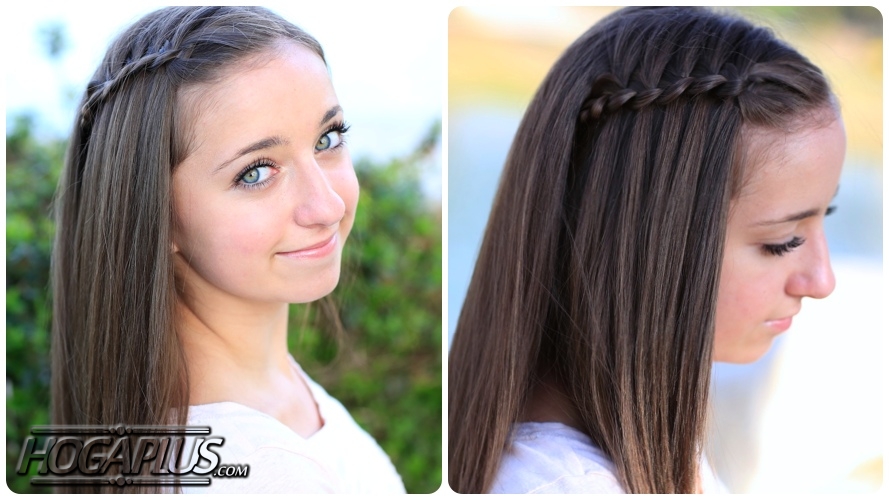 Four Strand Braid With Bang Hairstyle For School Girls