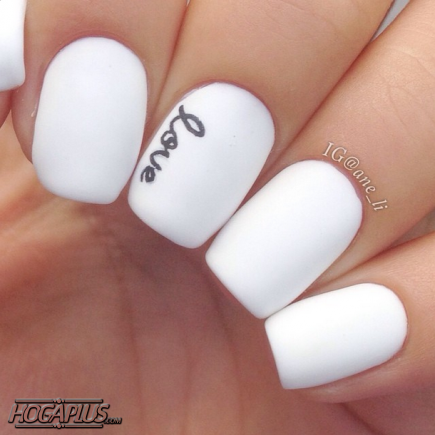 Plain solid white Nail Art Design