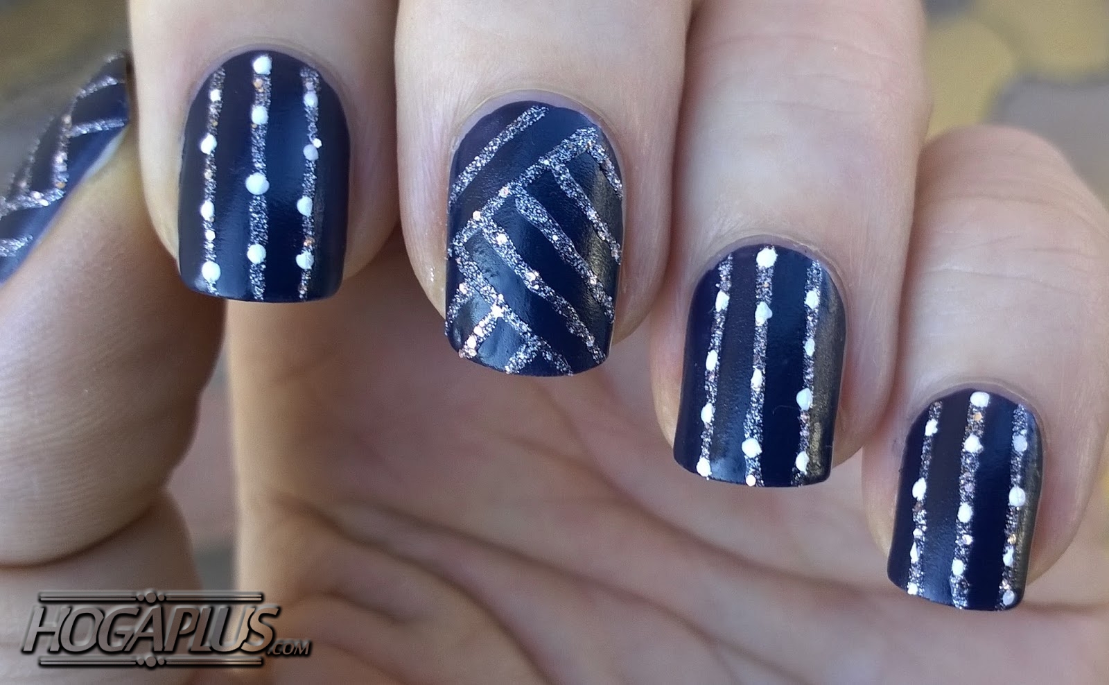 Blue with silver Nail Art