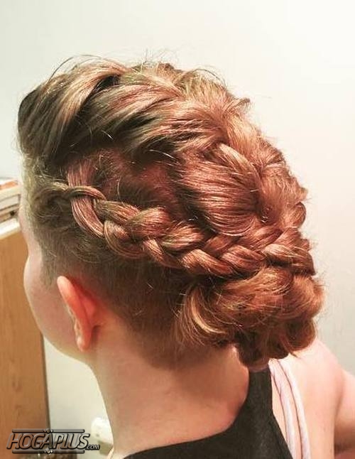 Interlocking Braid Bun Hairstyle For Short Hair