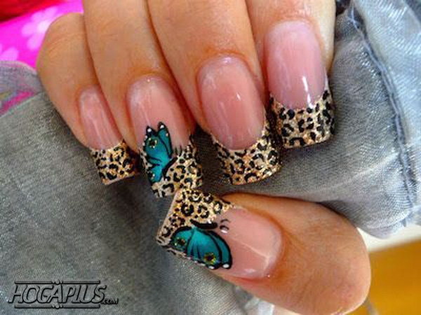 Leopard French Nail Art Design