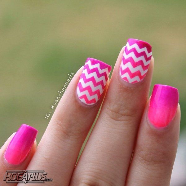 Zigzag Multi lines Nail Art Design