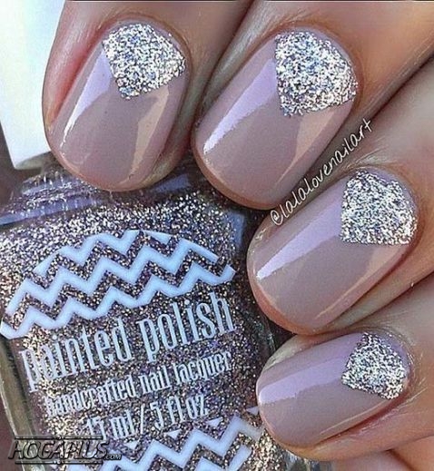 Manicure with glitter nail Art Ideas for Different Fingernail Shapes