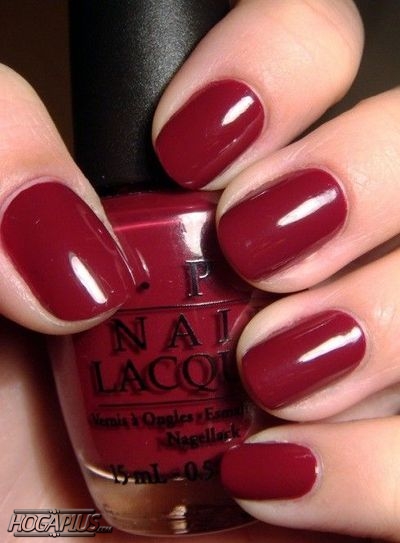 Deep Red Nail Color - winter nail art designs