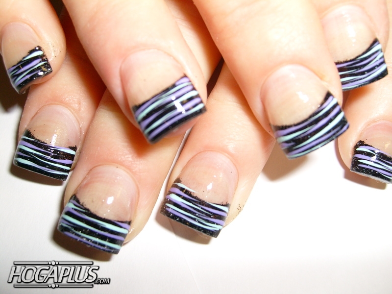 Zebra Strips French Nail Art Design