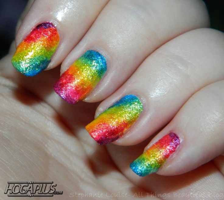 Rainbow hues French Nail Art Design